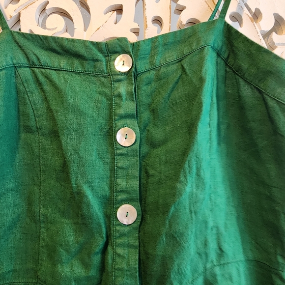 NATION LTD MIDI DRESS STRAPPY ORGANIC LINEN FRONT BUTTON SZ MEDIUM EUC - Picture 7 of 16